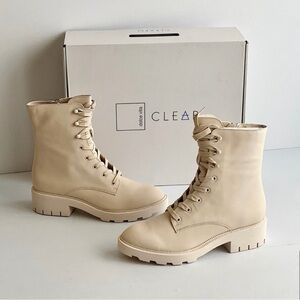 Dolce Vita Neutral Beige Lace-Up Combat Boots